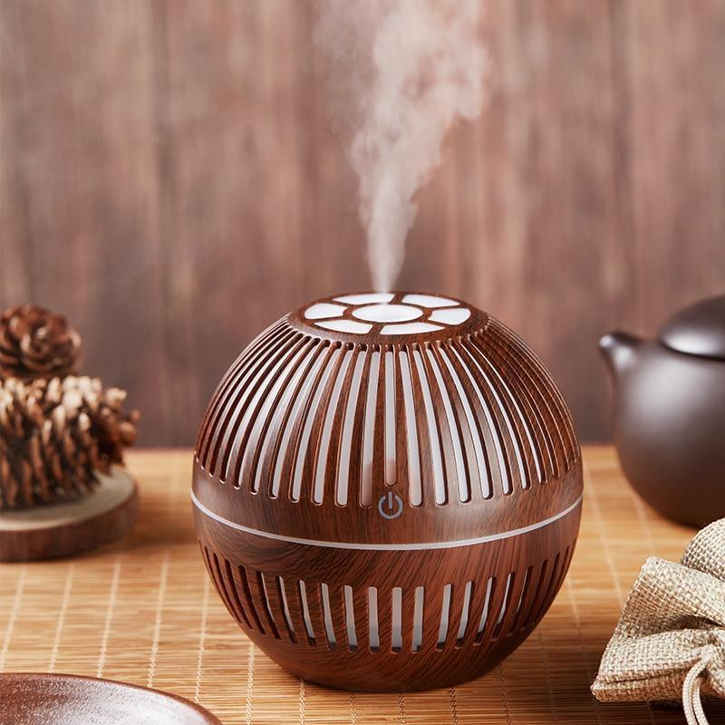 Modern NEW TREND Handmade Print Colorful Rose Mini USB Aroma Essential Oil Diffuser Ultrasonic Air Humidifier Mist Maker Aroma 7 Color LED Light Home Office Decor Diffuser for Living room and Bedroom