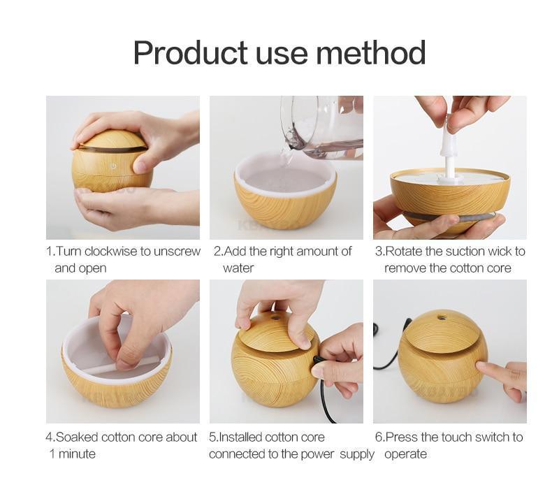 Modern NEW TREND Handmade Print Colorful Rose Mini USB Aroma Essential Oil Diffuser Ultrasonic Air Humidifier Mist Maker Aroma  7 Color LED Light Home Office Decor Diffuser for Living room and Bedroom