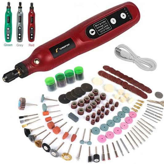 USB Rechargeable Wireless Engraving Pen - Mini Cordless Rotary Drill with Grinding Accessories